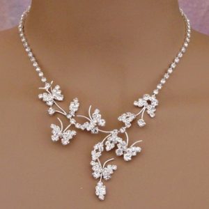 Butterfly Rhinestone Necklace & Earrings set