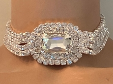Center of Attention Rhinestone Bridal Choker Set