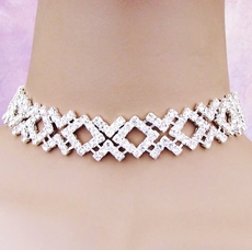 Pretty Please Silver Rhinestone Choker And Earring Set